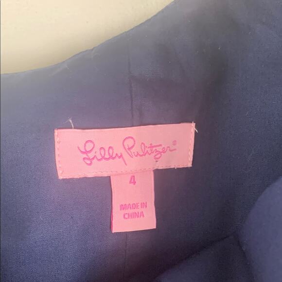 Lilly Pulitzer size 4 small one shoulder blue gold Dress stripe sirens guest - Picture 2 of 15